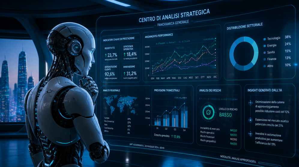 Robot AI moderno in ambiente lavorativo